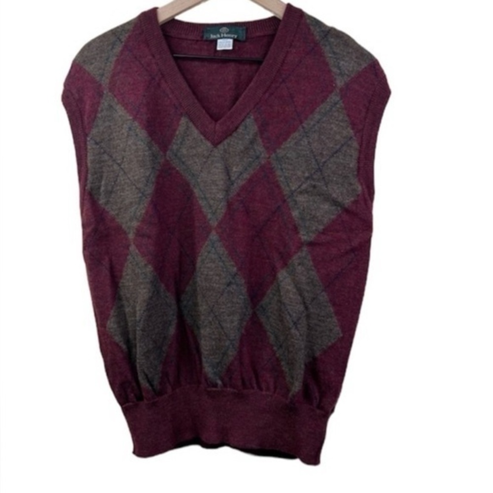 Men's Argyle wool‎ vest by Jack Henry in size XL Casual Preppy Layering Top